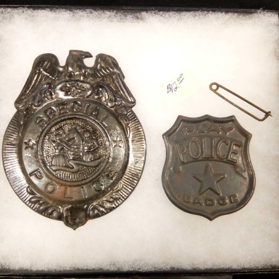 Pair of Antique? Special Police and Toy Play Police Badges