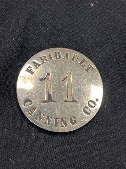 Antique Faribault Canning Co. Employee Badge, No. 11