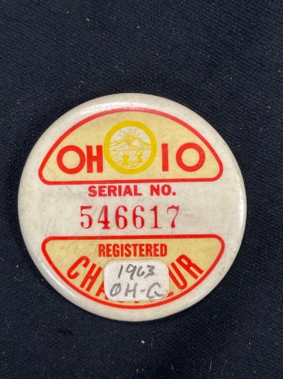 VINTAGE BADGE SN#546617, OHIO REGISTERED CHAUFFEUR