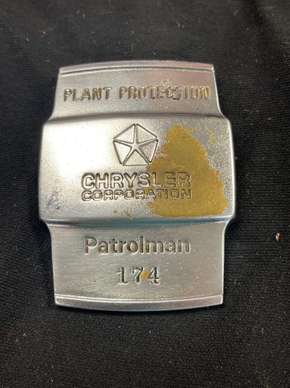 Vintage Chrysler Corporation Patrolman, Plant Protection Badge, No. 174