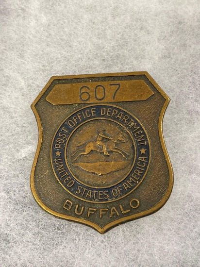 VINTAGE BADGE #607, BUFFALO POST OFFICE DEPARTMENT, UNITED STATES OF AMERICA