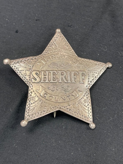 VINTAGE BADGE, SHERIFF, LINCOLN COUNTY