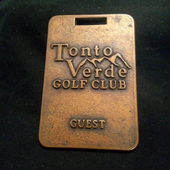 Vintage Metal Golf Club Bag Tag Tonto Verde Country Club GUEST Badge Arizona AZ