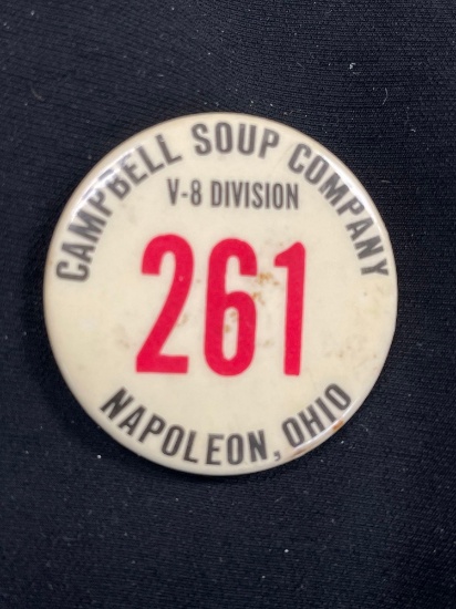 Campbell Soup Co, Napoleon, Ohio, Employee Pin, No. 261, V-8 Division