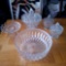 VINTAGE WAFFLE STYLE PRESSED GLASS LIDDED COMPOTES AND BOWL