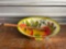 Vintage APPLE ENAMEL WARE, FRUIT BOWL including 17 in antique, handmade wooden spoon, paddle
