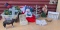 CHRISTMAS GROUPING INCLUDING ANGELS, METAL TREE, STOCKINGS, RIBBON