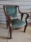 1 of a Parlor trio - Antique Sitting chair, Green Velvet