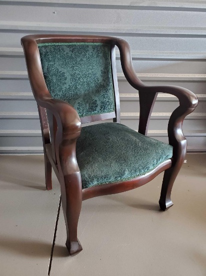 1 of a Parlor trio - Antique Sitting chair, Green Velvet