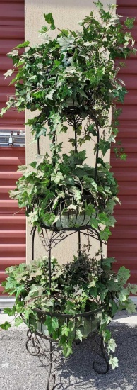 3 tier metal planter with greenery