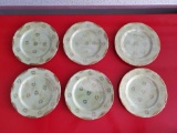 (6) Antique ROYAL CROWN REGAL green/gold Dessert plates