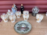 GREAT GROUPING OF ANGEL CANDLEHOLDERS INCLUDING ST PEREGRINE