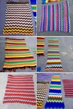 SIX VIBRANT AFGHAN BLANKETS, ALL SIZES AND STYLES, NARROW AND WIDE, SNUGLY!