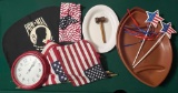 Grouping of COOL things, including old wooden gavel from local American Legion Post, 4 ...