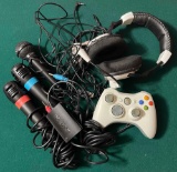 GAMING GROUPING, SONY SINGSTAR MICROPHONES, XBOX CONTROLLER AND HEADSET