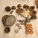 Large Vintage Metal Grouping Including Grinder, Copper, etc