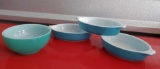 4 Pcs FIRE KING CEREAL BOWL AND (3) PYREX OVAL