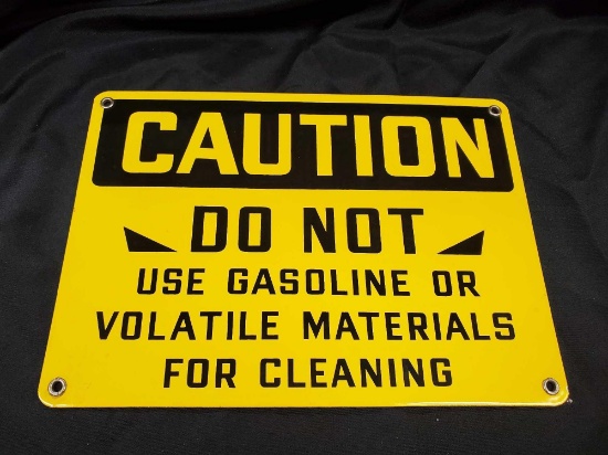 Enameled Metal CAUTION sign