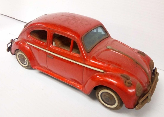 Rare Red Vintage Bandai Battery Operated Volkswagen Beetle