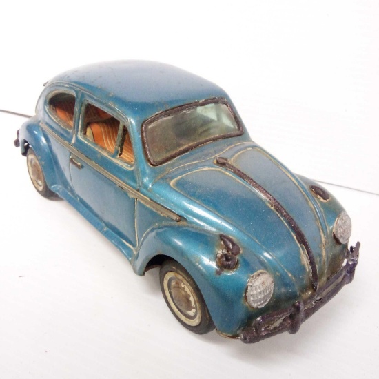 Rare Blue Vintage Bandai Battery Operated Volkswagen Beetle