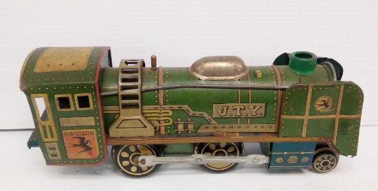 11.5" VINTAGE LITHO TRAIN ENGINE, UNION LINE SWALLOW, MADE IN JAPAN