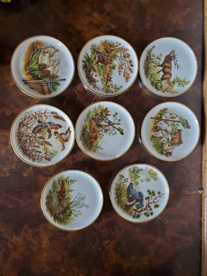 (8) KAISER West Gemany Porcelain Coasters/ Mini Plates, Hunting