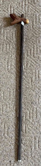HAND-CARVED CANE WITH SNAKE HEAD HANDLE
