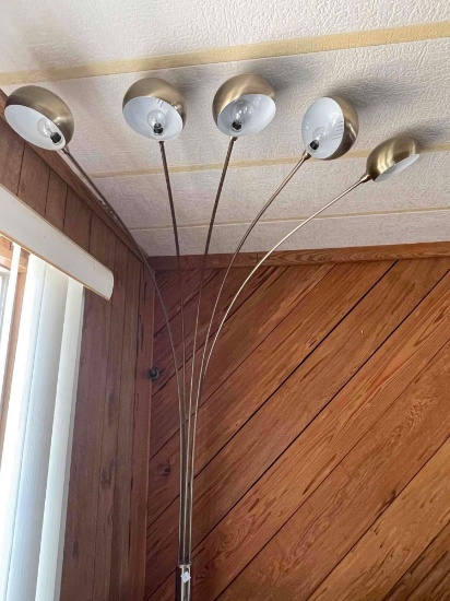 ARC FLOOR LAMP SATIN BRASS WITH MARBLE BASE