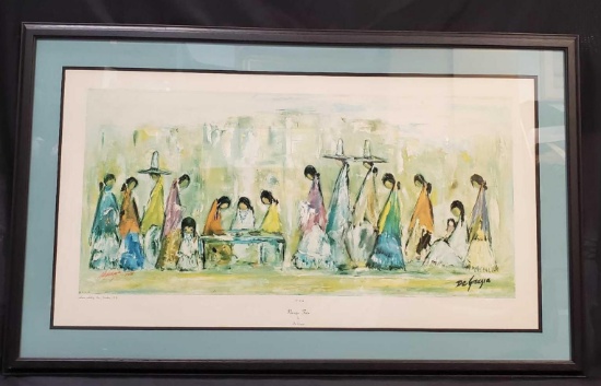 1977 Signed? And Numbered Ted DeGrazia 'Navajo Fair' Lithograph, Frames behind Glass