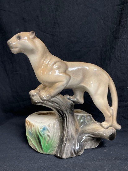 Vintage Mountain Lion Ceramic Planter