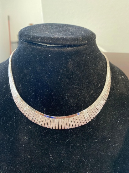 Fancy Sterling Silver deco style necklace