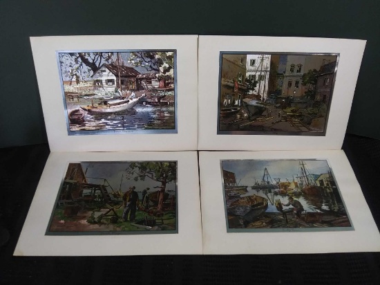 (4) Currier and Ives? Collectors Color Foil Etch Prints Lionel Barrymore