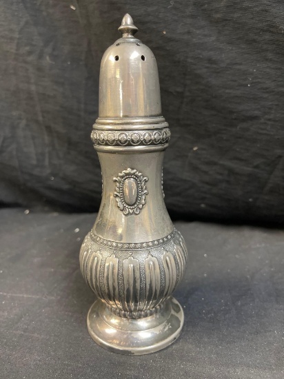 Vintage Pewter Muffineer Sugar Shaker, Marked D S Copyright
