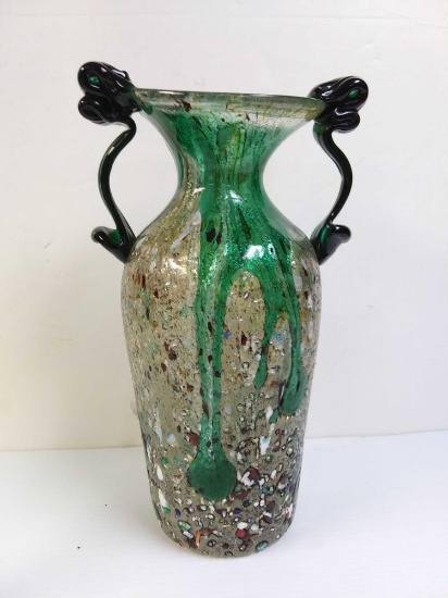 12" Murano Vase Art Glass Urn Millefiori Filligrana Zanfirico