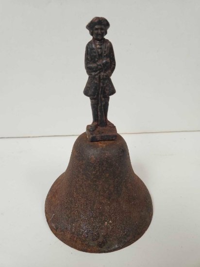 Vintage Heavy Cast Iron Bell With Minuteman