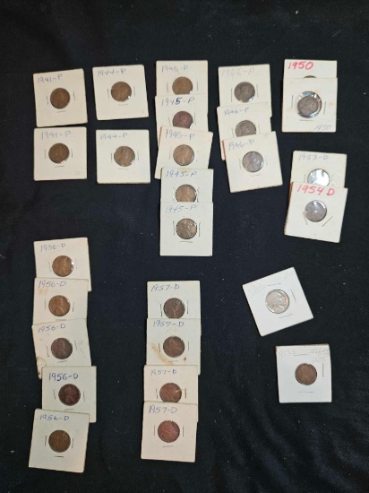 Vintage Wheat Penny collection, including Buffalo nickel, and 1917 Wheat Penny