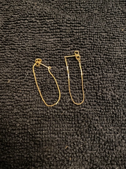 14k yellow gold post and chain earrings set