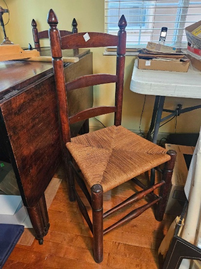 (2) Early American Primitive Accent Chairs with Rushed seats