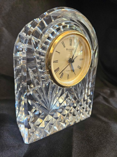 WATERFORD CRYSTAL ARCH TABLE CLOCK, signed