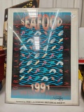 * Signed, Ft Lauderdale Historical Society SEAFOOD FESTIVAL 1991 plexi Framed Poster