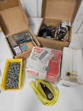 Bankers box full of assorted hardware and fasteners
