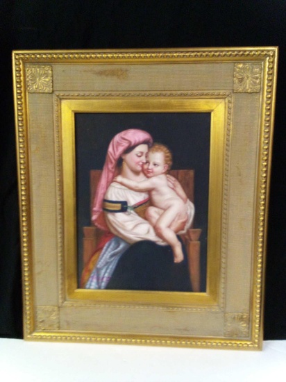 Beautiful Mother and Child Original Oil in Very Old Frame. LOVELY!