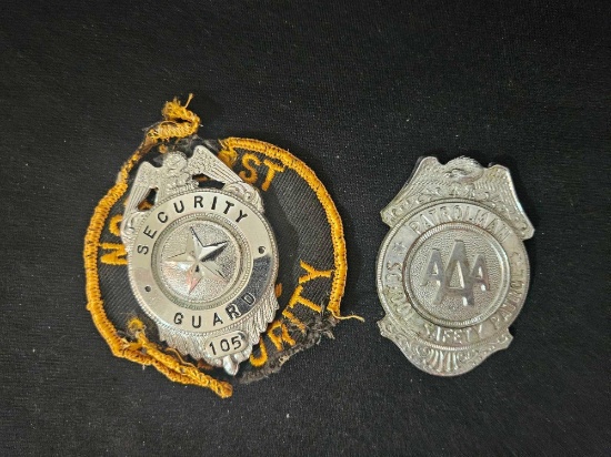 (2) Vintage Badges - School Safety, Security Guard