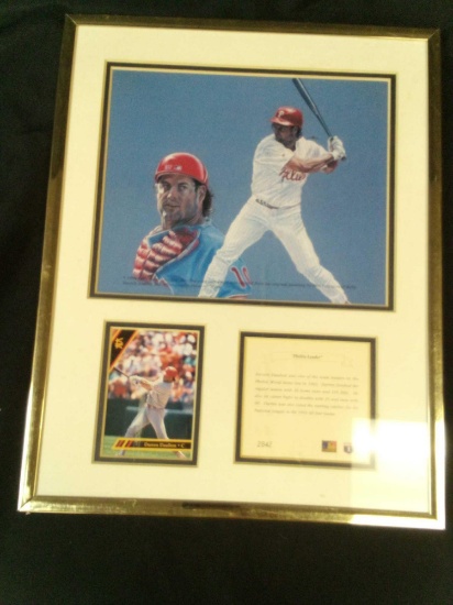 "PHILLIE LEADER" DARREN DAULTON, CATCHER, IN DISPLAY FRAME WITH PHOTOS AND DIALOGUE