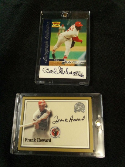 (2) Authentic Issued Autograph Cards in CASES - Bob Gibson and Grand Howard