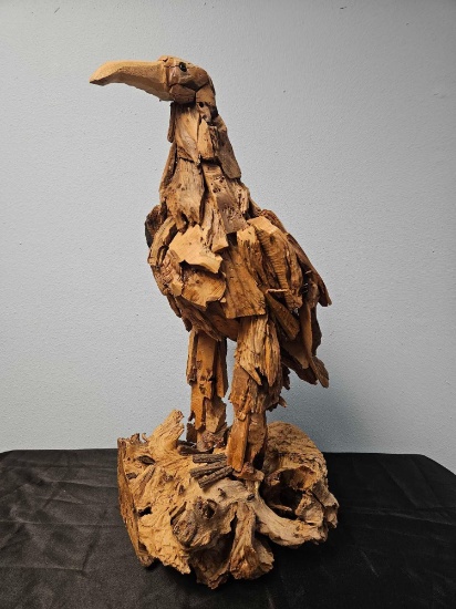 UNIQUE, ONE OF A KIND, DRIFTWOOD EAGLE SCULPTURE, ARTIST UNKNOWN