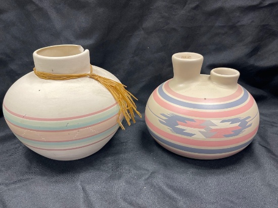 2 Southwest Design Pottery, Handpainted