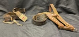 Grouping of Leather, Levi Strauss, Halter. Masons belt buckle