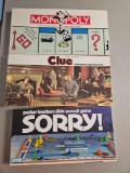 vintage Parker brothers Games, Monopoly, Clue,Sorry