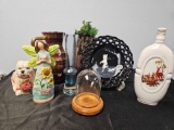 Vintage decor and Vases including WESTMORELAND MARY GREGORY BLACK GLASS